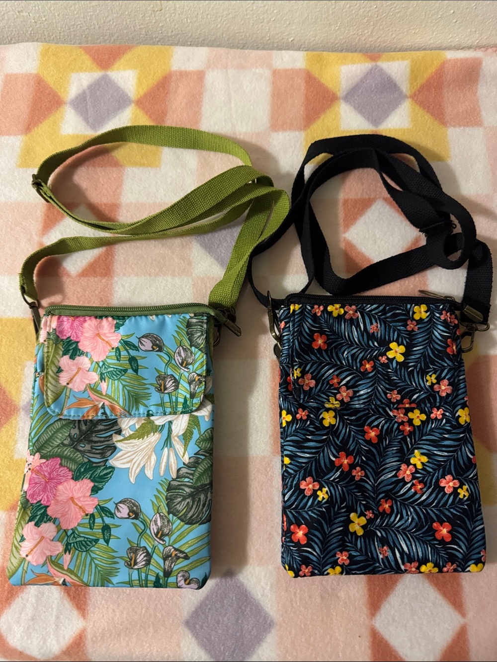 Floral Crossbody Phone Bags- Blue and Black Options-EUC